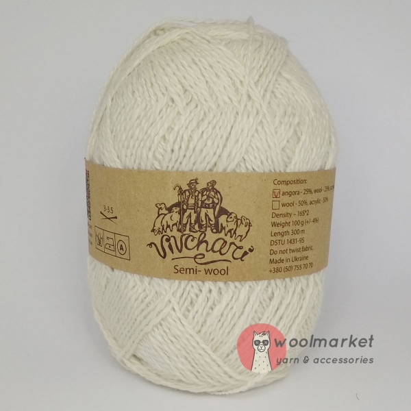 Vivchari Semi-wool (ангора) білий 301 (суворий)