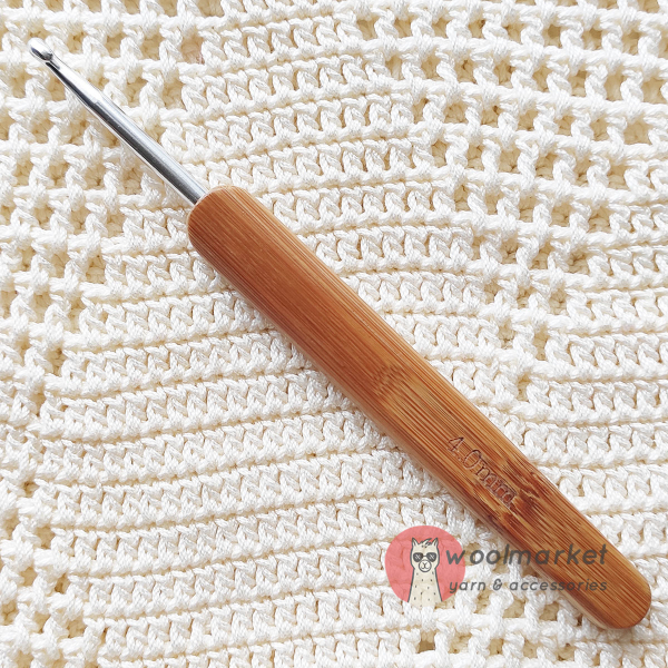 Гачок з бамбуковою ручкою, стальний, 4,0мм