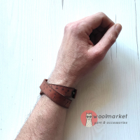Шкіряний бреслет-лінійка "Beige" (бежева шкіра)