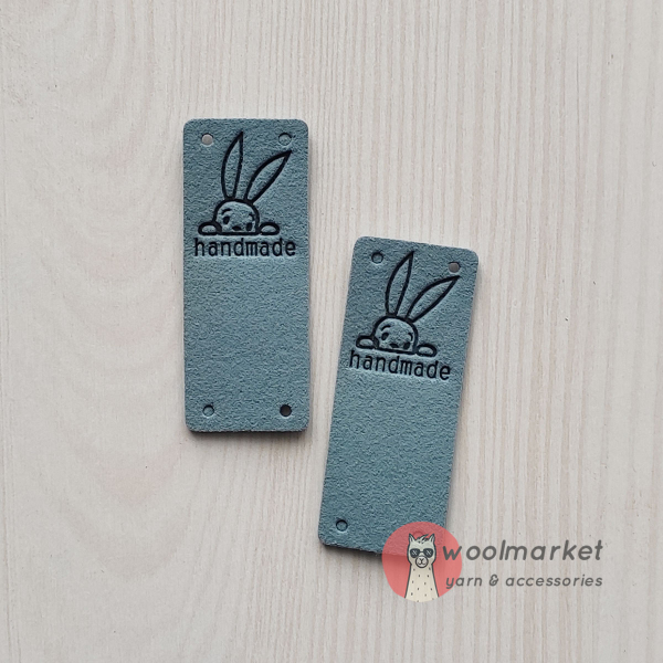 Бірка пришивна "Handmade Bunny", морська хвиля, 1шт