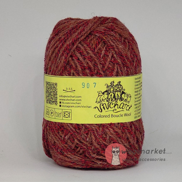 Vivchari Colored Boucle Wool червоний букле, теракот 907