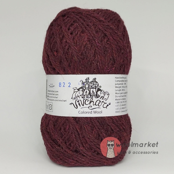 Vivchari Colored Wool бордо Бургундии 822 (темный бордо)