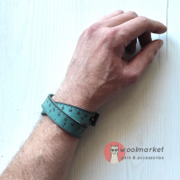 Шкіряний бреслет-лінійка "Сold Turquoise" (холодно-бірюзова шкіра)