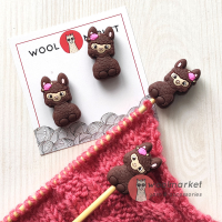 Стопери для спиць "Альпаки", молочний шоколад, 2шт