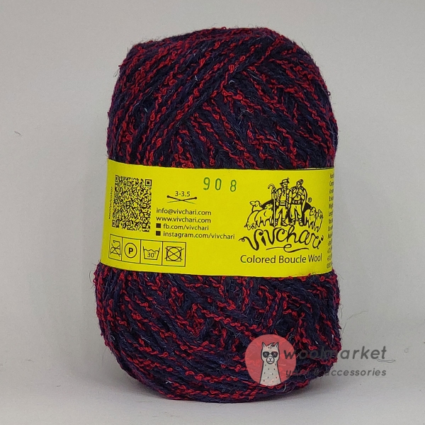 Vivchari Colored Boucle Wool червоний букле, темно-синій 908