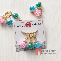 Маркери для в'язання "Кульки з зірочками", 3 шт (бірюза, зелена бірюза, рожевий)