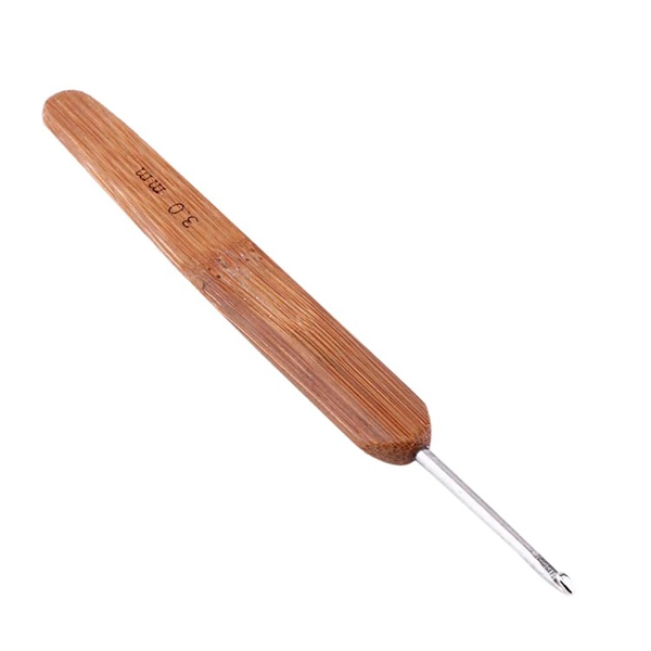 Крючок с бамбуковой ручкой, стальной, 3,0мм