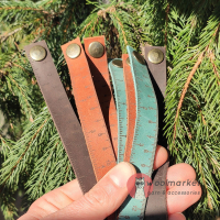 Шкіряний бреслет-лінійка "Сold Turquoise" (холодно-бірюзова шкіра)