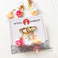 Маркери для в'язання "Кульки з зірочками", 3 шт (кораловий, білий, персиковий)