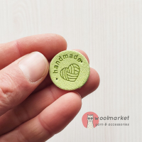 Бірка пришивна "Handmade", мятна, кругла, 1шт