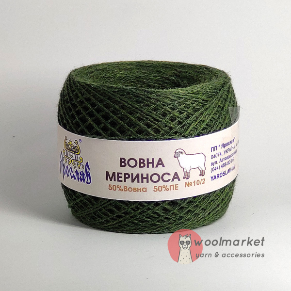 Ярослав мериносова напіввовна, темно-оливковий (хакі), 506