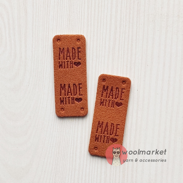 Бірка пришивна "Made with Love", верблюжий, 1шт