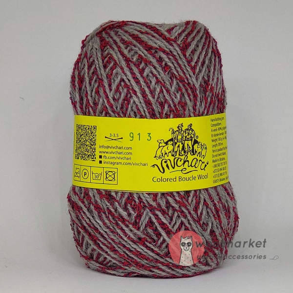 Vivchari Colored Boucle Wool червоний букле, сірий 913