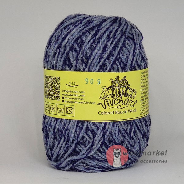 Vivchari Colored Boucle Wool синій букле, сіро-блакитний 909
