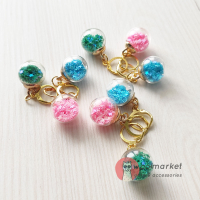 Маркери для в'язання "Кульки з зірочками", 3 шт (бірюза, зелена бірюза, рожевий)