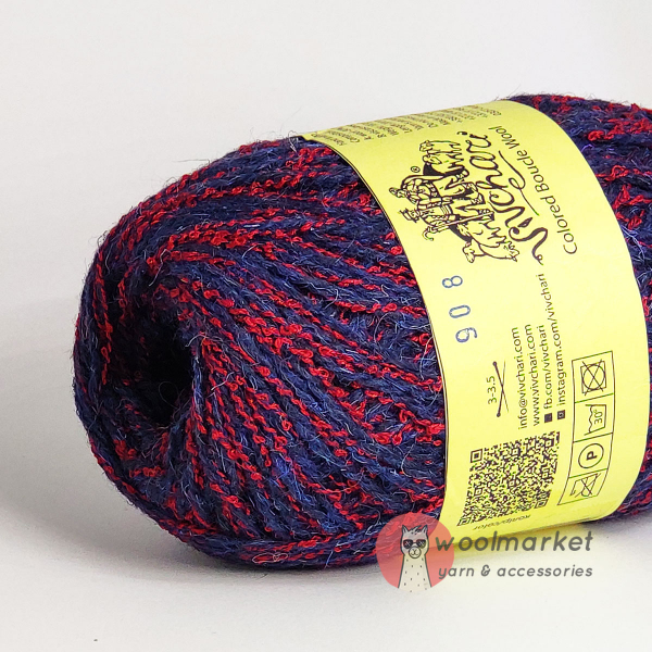 Vivchari Colored Boucle Wool червоний букле, темно-синій 908