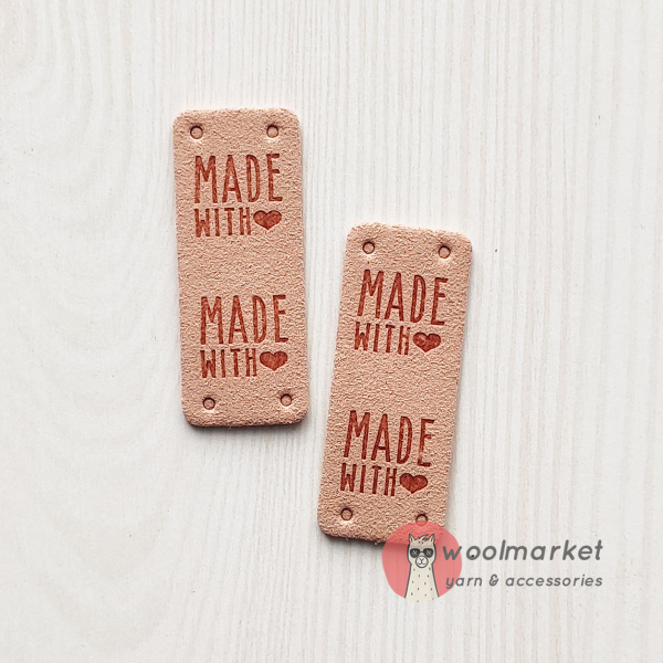 Бірка пришивна "Made with Love", пудровий, 1шт