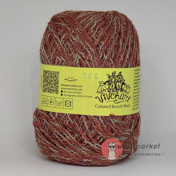 Vivchari Colored Boucle Wool беж букле, теракот 906 			